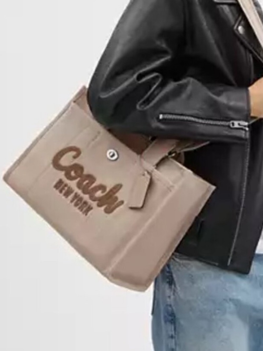 Coach Beige Natural  Logo Canvas Cargo Tote NWT